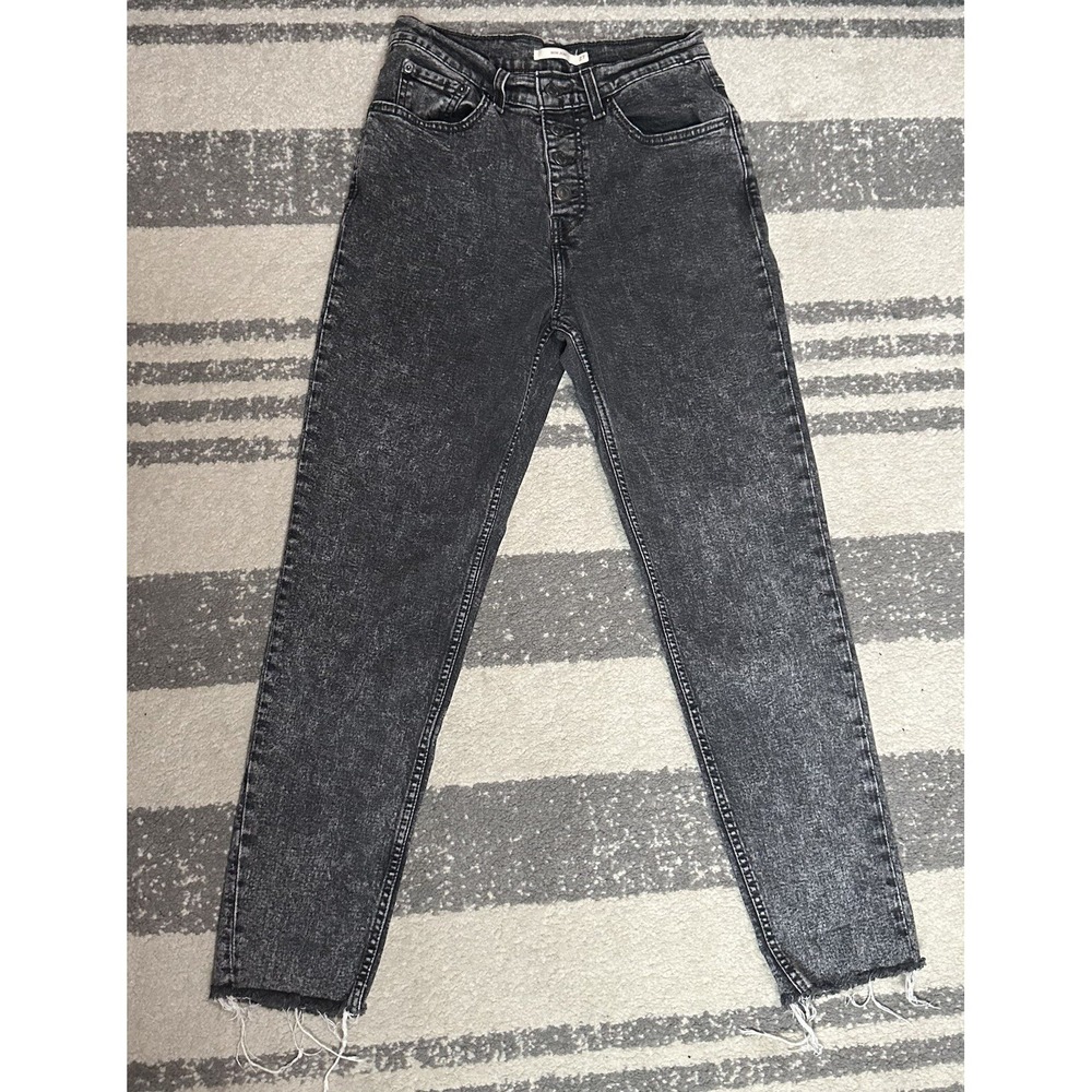 Levi's Mom Jeans Black Acid Wash Button Fly‎ Size 27 High Rise